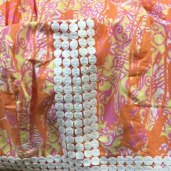 Vintage Lily Pulitzer Strapless Dress 8 Orange Pink Bubble Hem Sweatheart Neck - Picture 3 of 11